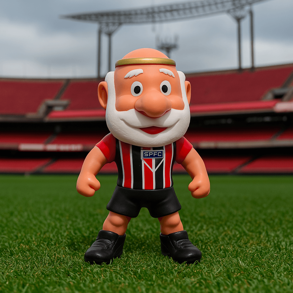 Mascote São Paulo O Santo Tricolor Camisa 2, detalhe do escudo