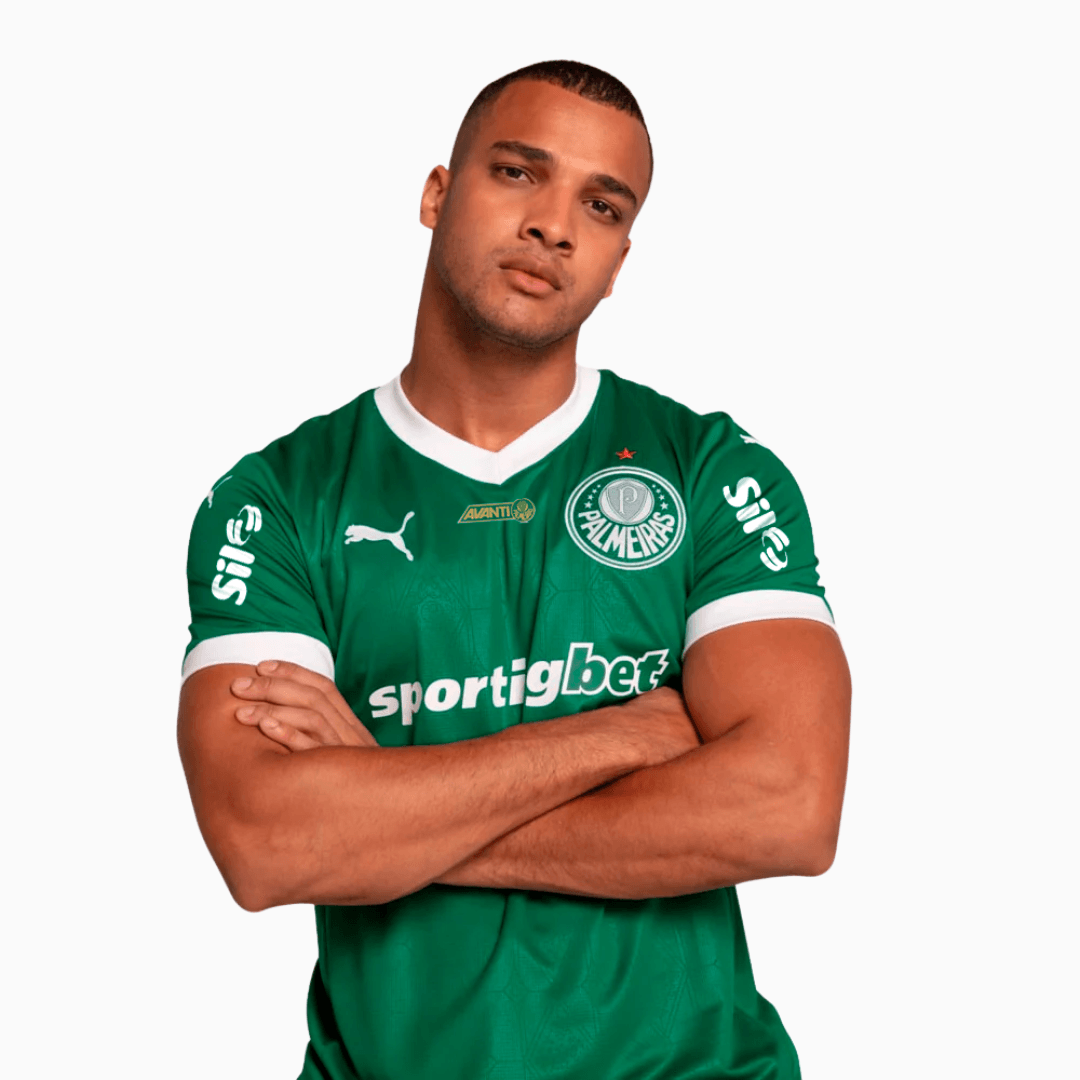Camisa Puma Palmeiras 2025/26 I Com Patrocínios, detalhe do escudo