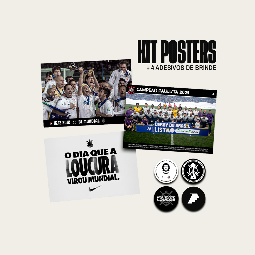 Kit Posters Corinthians - "O Dia que a Loucura Virou Mundial" + 4 Adesivos Exclusivos na TSN Sports
