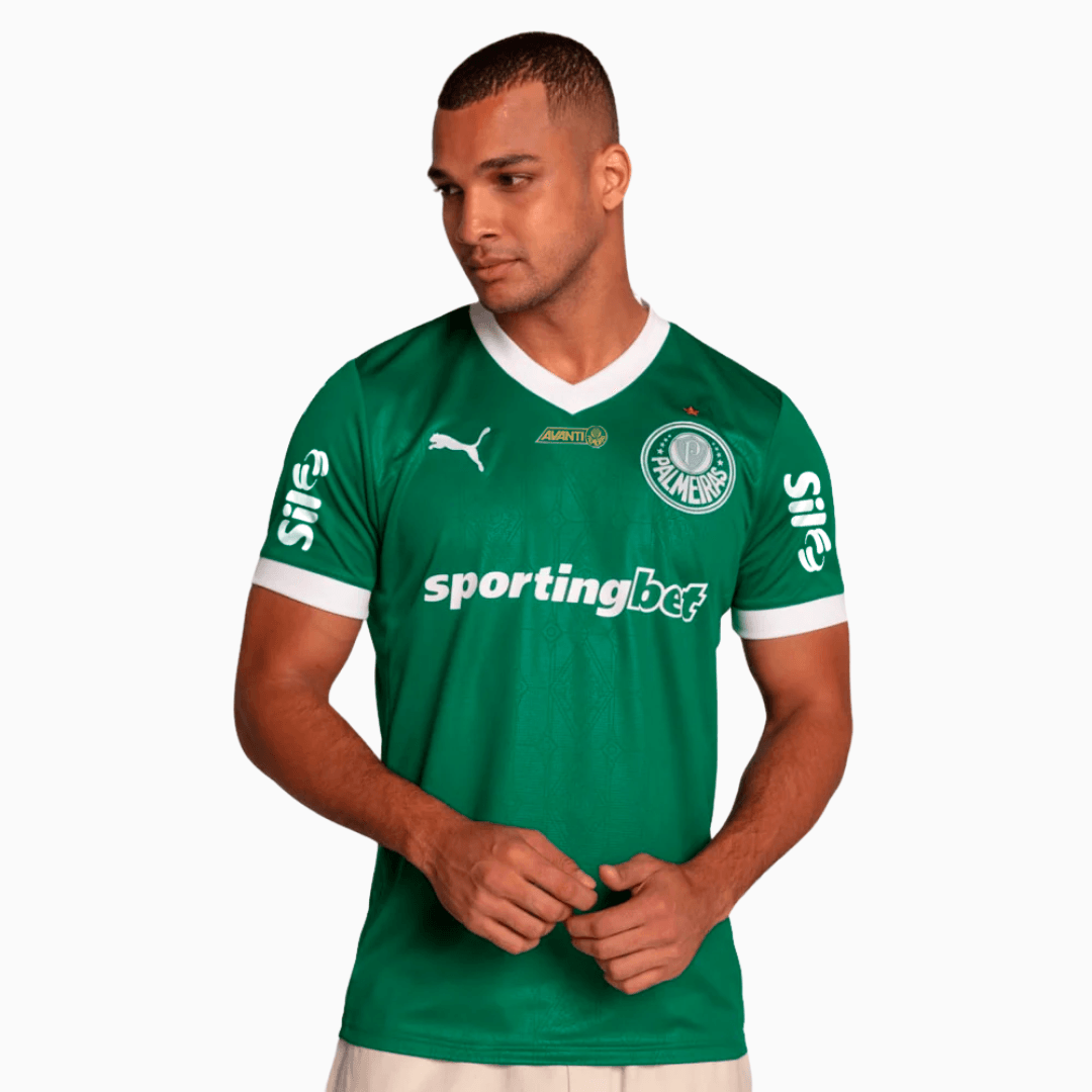Camisa Puma Palmeiras 2025/26 I Com Patrocínios, vista de costas