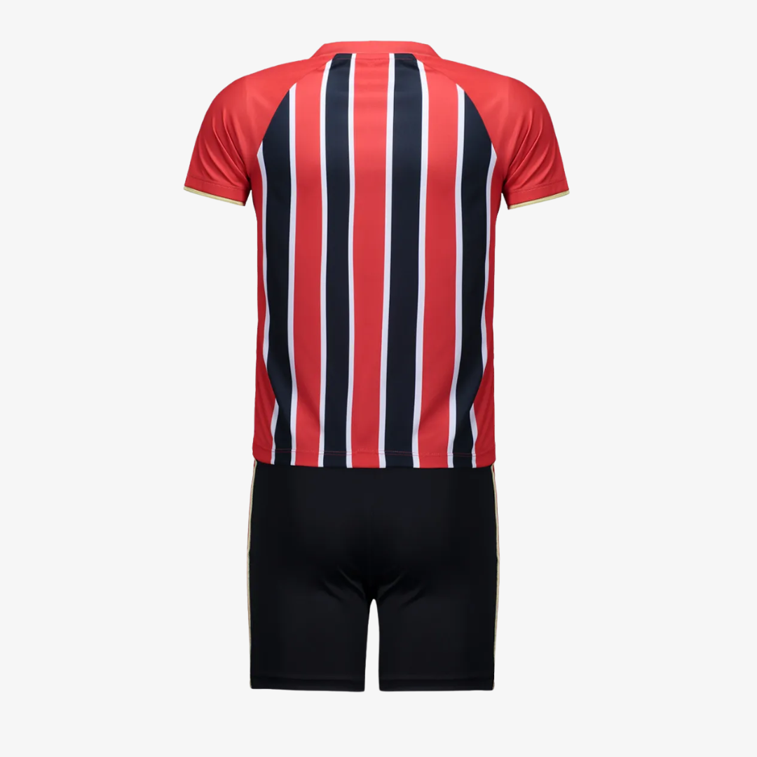 Conjunto Infantil New Balance São Paulo 2025/26 II, vista de frente