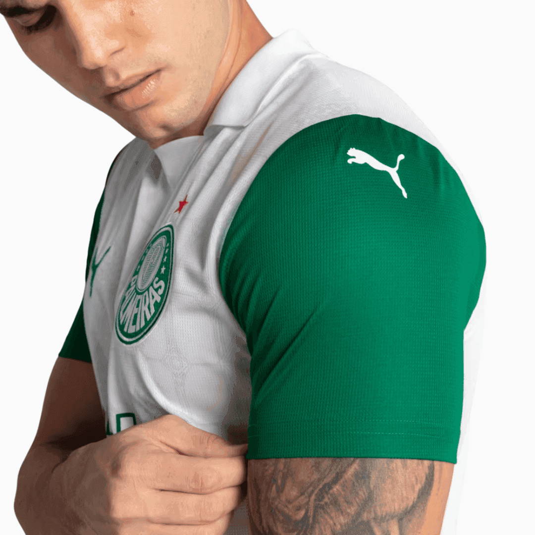 Camisa Puma Palmeiras 2025/26 II - LÓPEZ N° 42, detalhe da gola