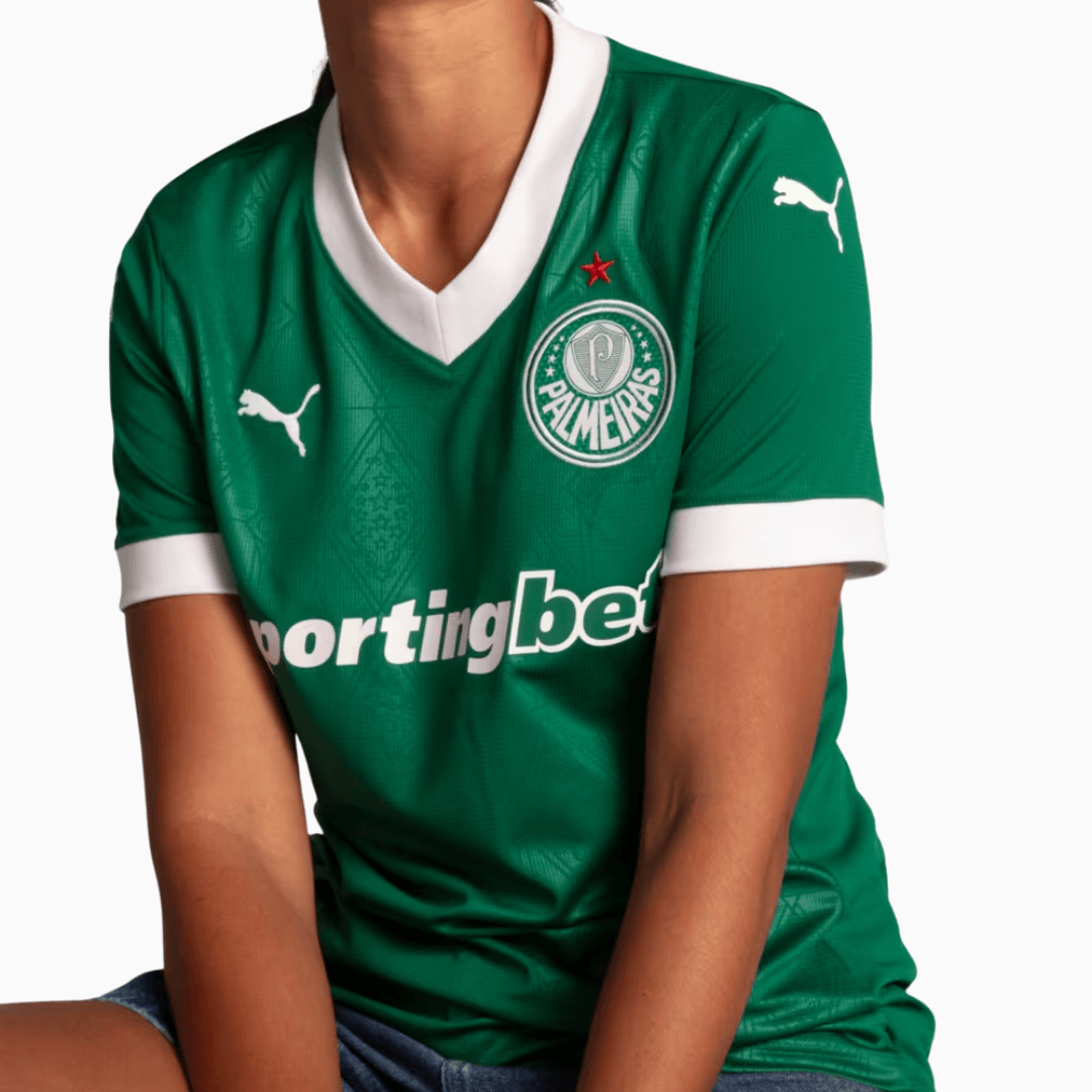 Camisa Feminina Puma Palmeiras 2025/26 I Torcedor, vista de costas
