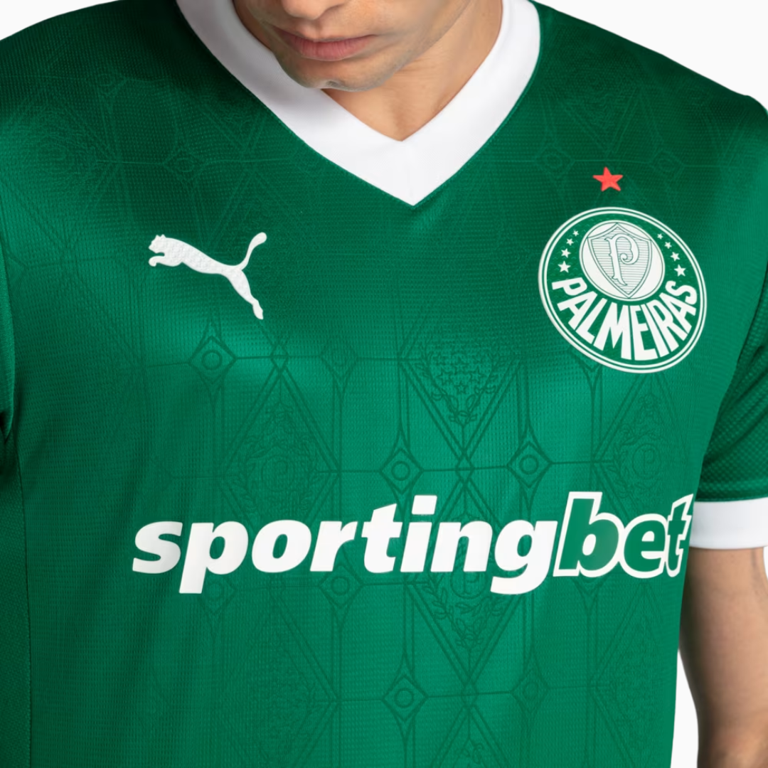 Camisa Puma Palmeiras 2025/26 I Jogador, detalhe da gola