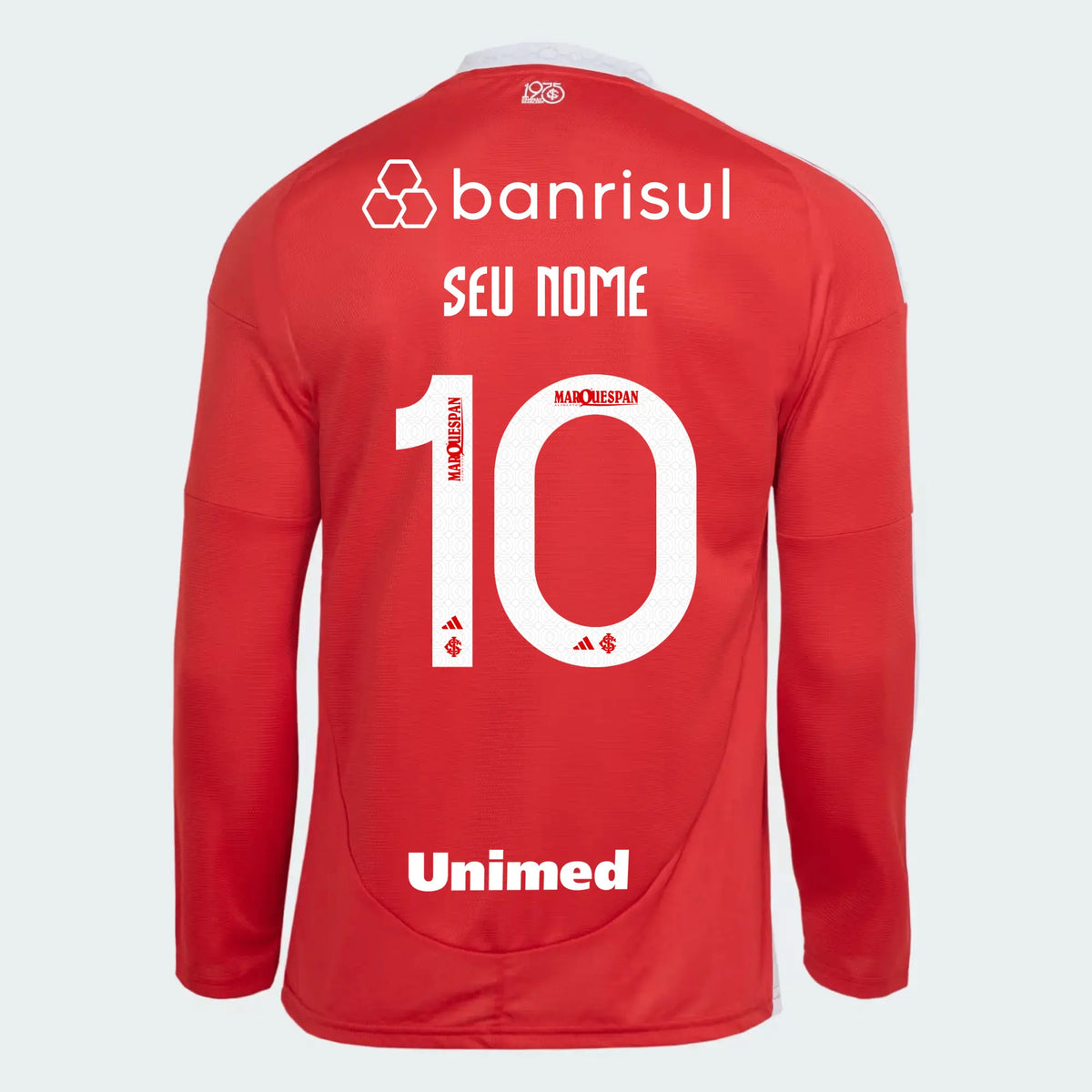 Camisa Adidas Internacional Manga Longa 2025/26 I Com Patrocínios, vista de frente