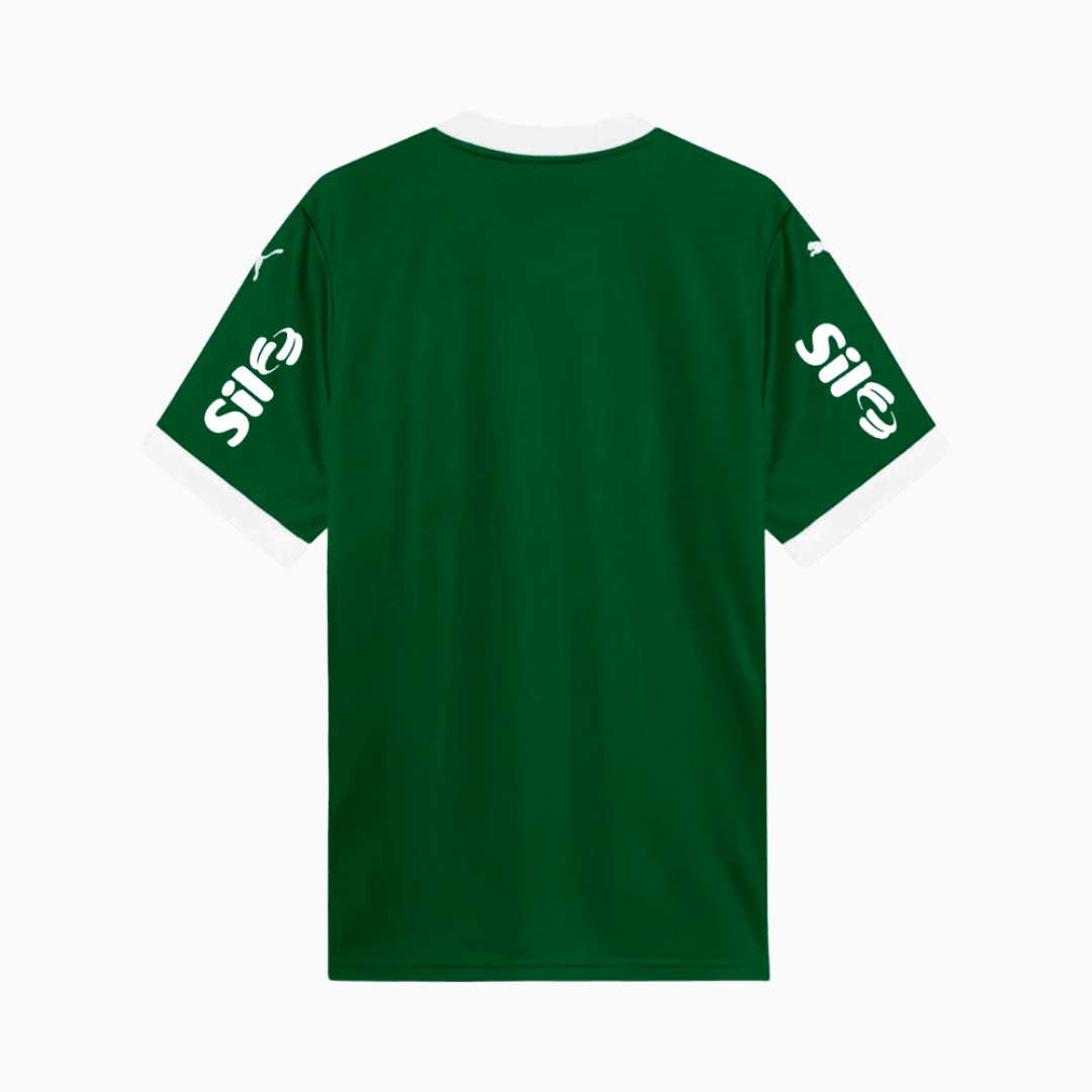 Camisa Puma Palmeiras 2025/26 I Com Patrocínios, detalhe da gola