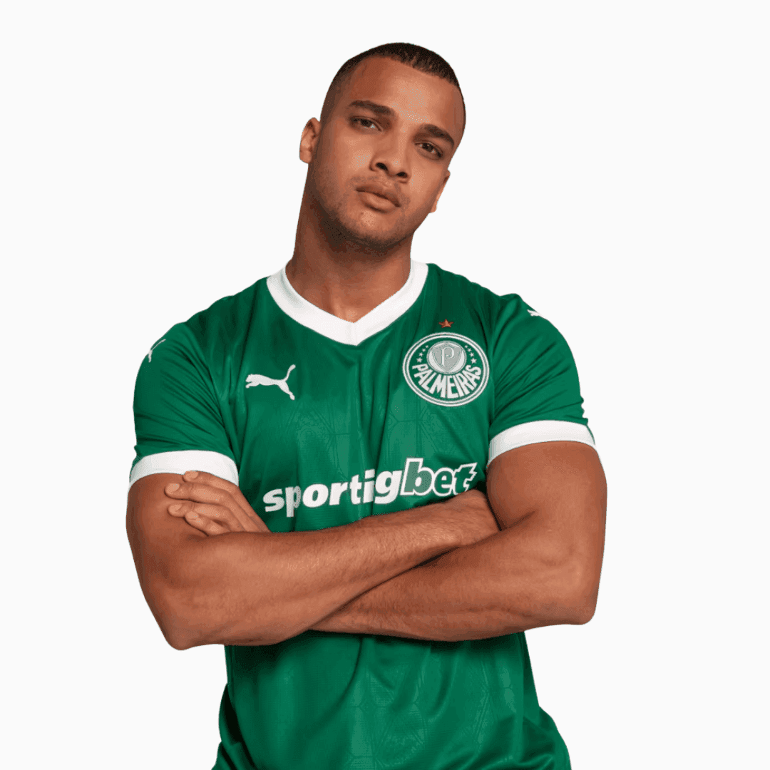 Camisa Puma Palmeiras 2025/26 I - Estevão N° 41, detalhe do escudo