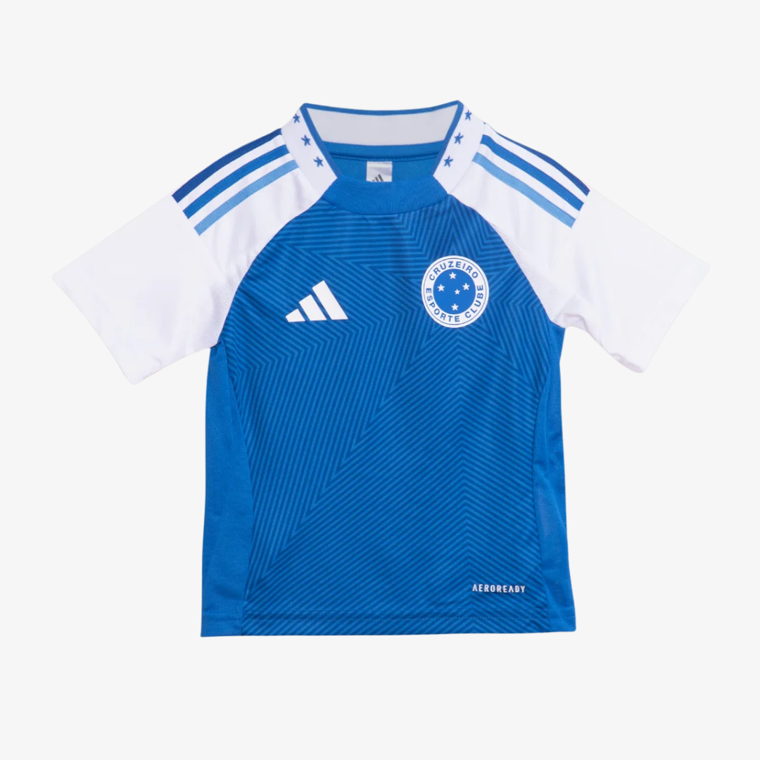 Conjunto Infantil Adidas Cruzeiro 2025/26 I, vista de frente