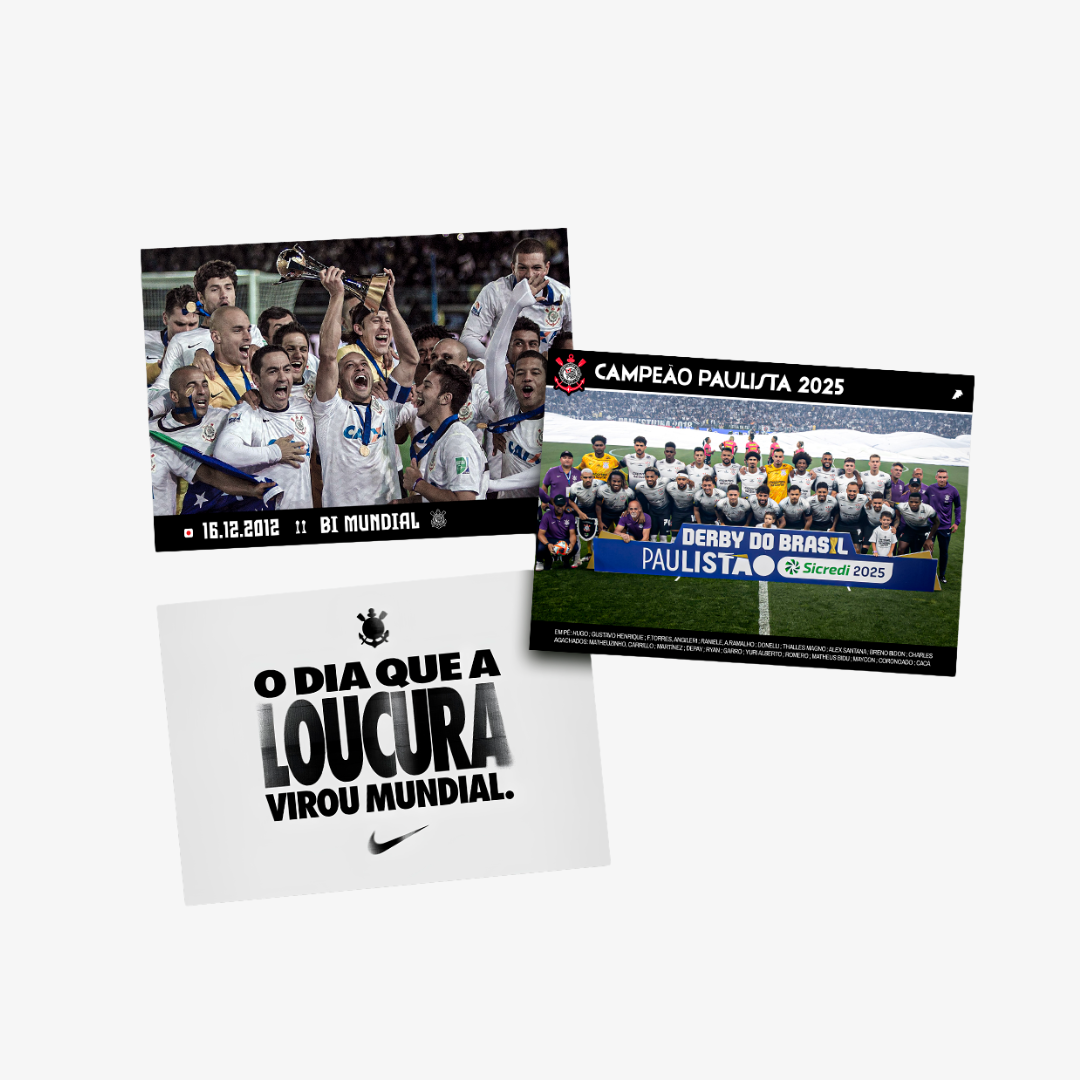 Kit Posters Corinthians - "O Dia que a Loucura Virou Mundial" + 4 Adesivos Exclusivos na TSN Sports