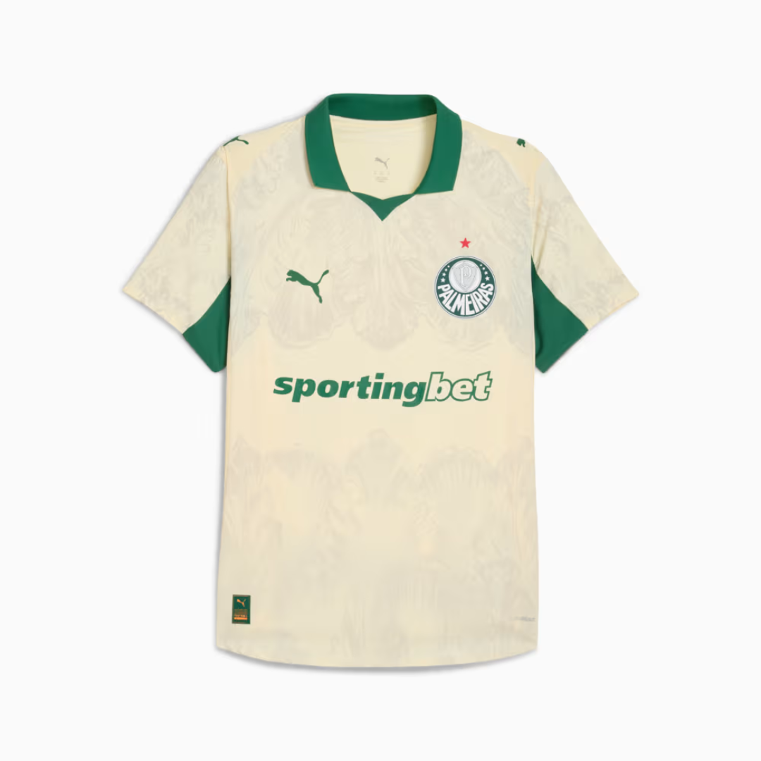Camisa Feminina Puma Palmeiras x KidSuper 2025/26, detalhe da gola
