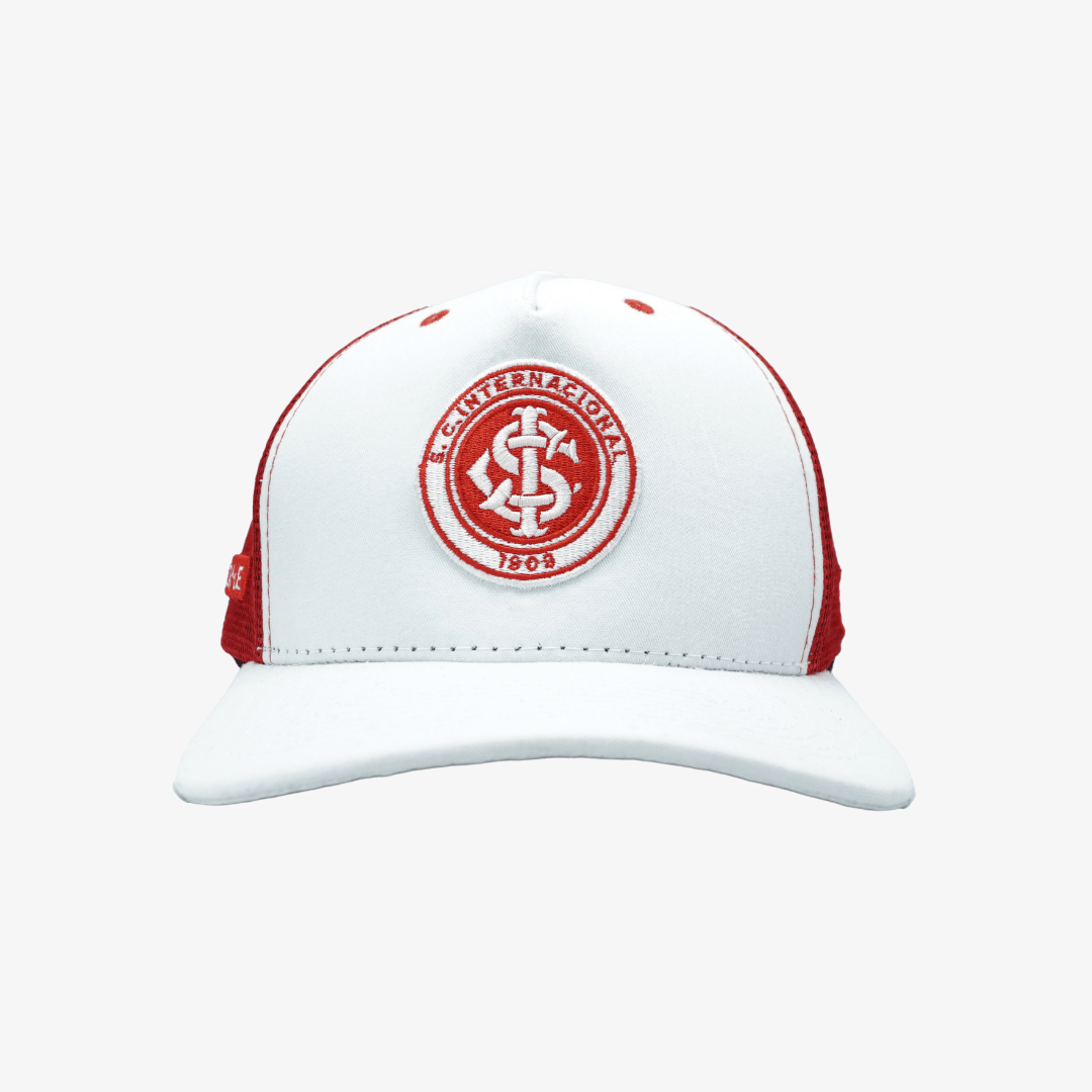 Boné Trucker Internacional Tela - Branco, vista de frente