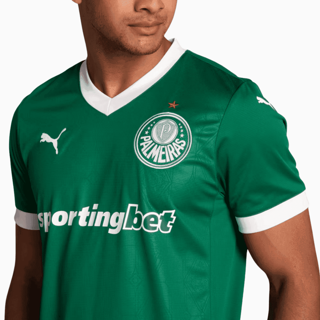 Camisa Puma Palmeiras 2025/26 I - Estevão N° 41, vista de costas
