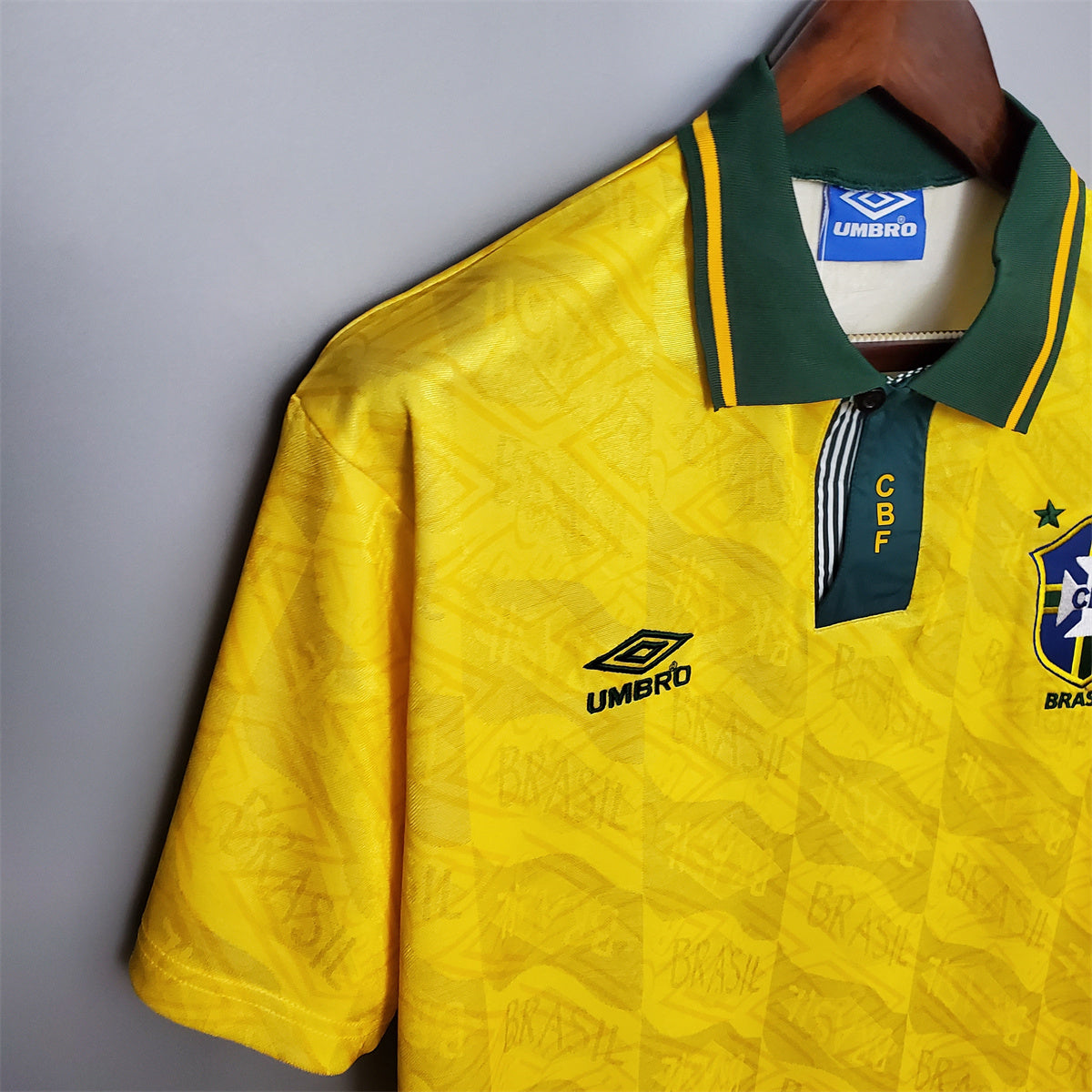 Camisa Seleção Brasil Home - Retrô 1991/92, detalhe do tecido