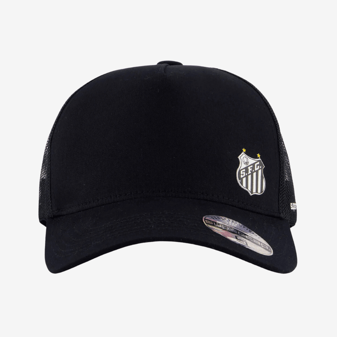 Boné Santos Trucker Preto e Branco, vista de frente