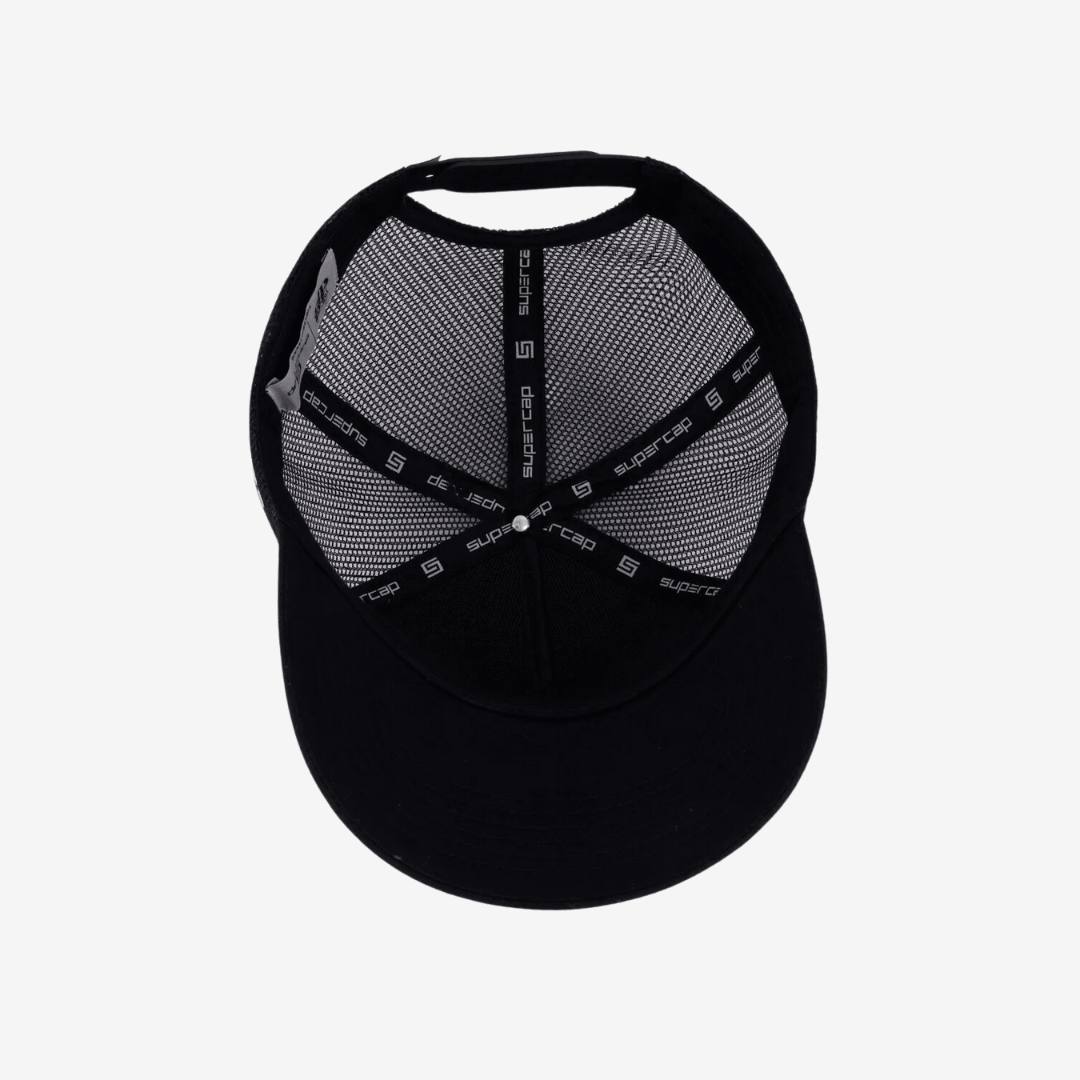 Boné Santos Trucker Preto e Branco, detalhe do escudo