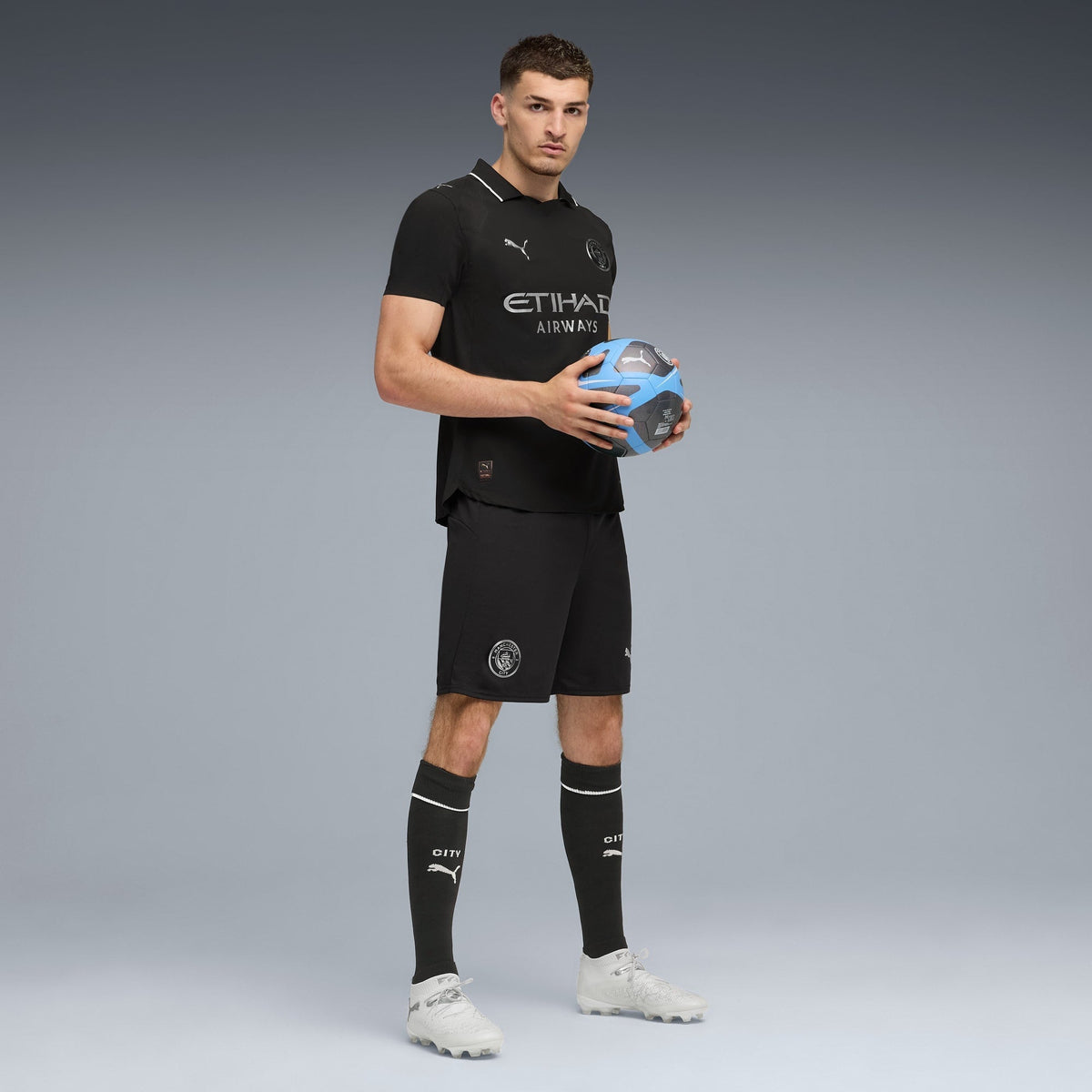Camisa Manchester City 2025/26 II, detalhe da gola