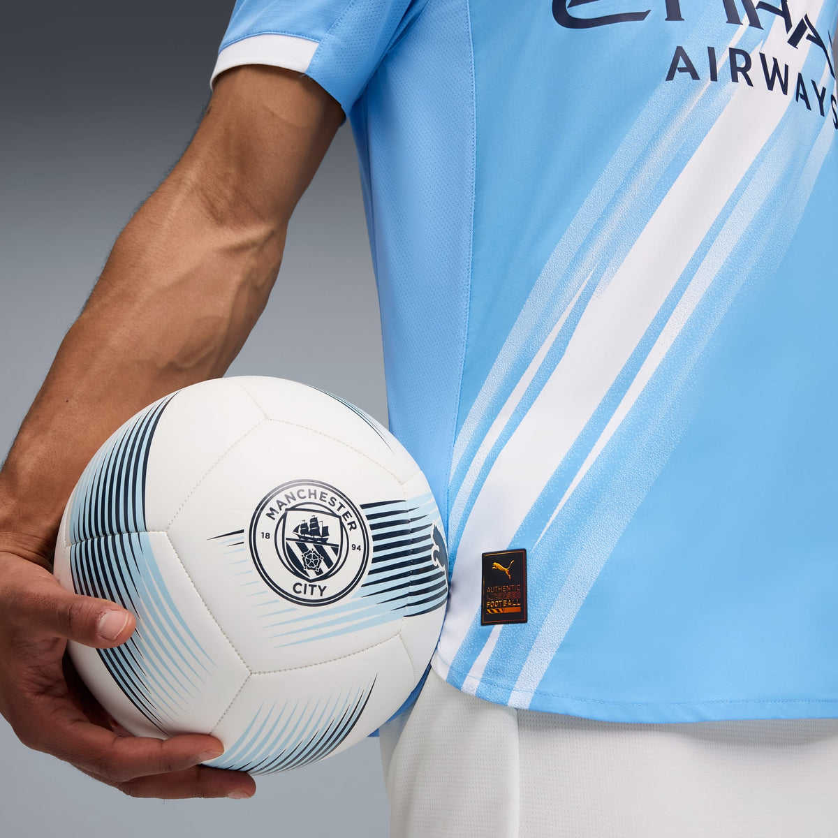 Camisa Manchester City 2025/26 I, detalhe do tecido