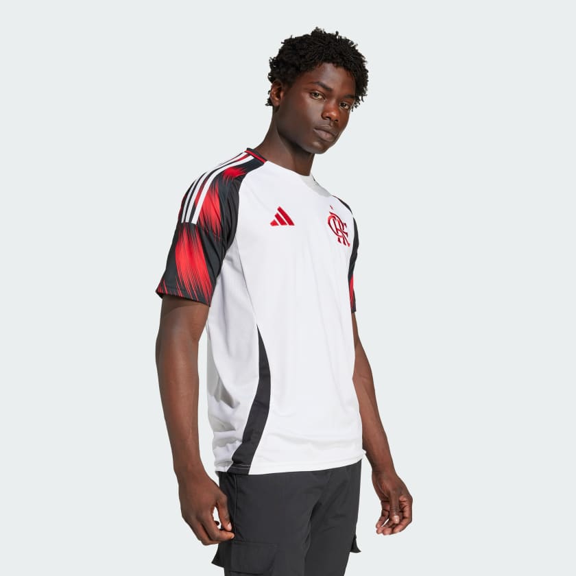 Camisa Adidas Flamengo 2025/26 II G. PLATA N° 50, detalhe da gola
