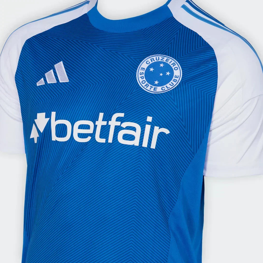 Camisa Adidas Cruzeiro 2025/26 I L. VILLALBA N° 25, detalhe da gola