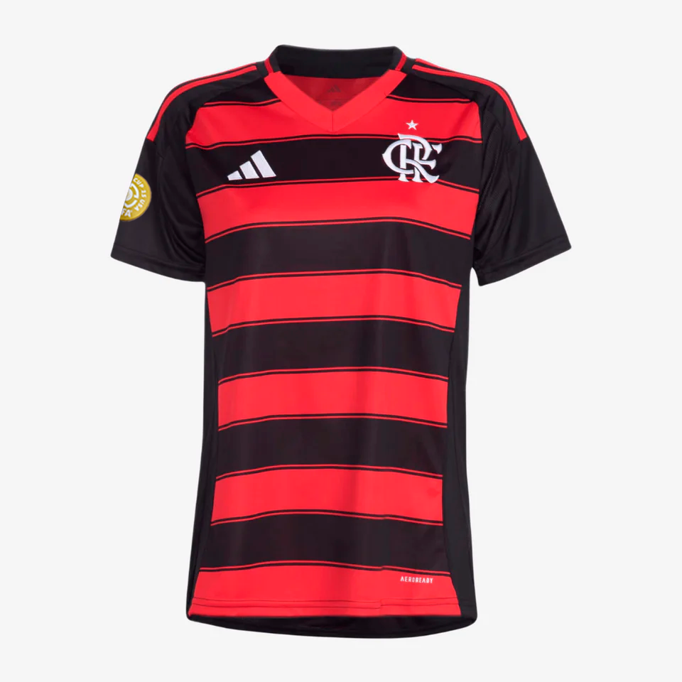 Camisa Feminina Adidas Flamengo 2025/26 I, detalhe da manga