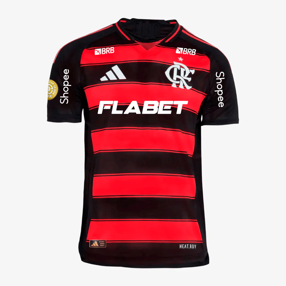 Camisa Adidas Flamengo 2025/26 I Authentic Com Patrocínios, vista de frente