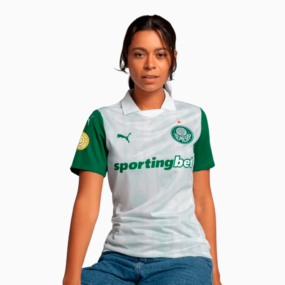 Camisa Feminina Puma Palmeiras 2025/26 II Torcedor, detalhe da gola