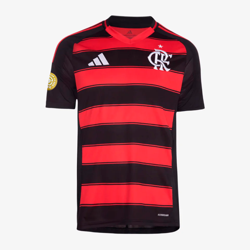 Camisa Adidas Flamengo 2025/26 I, detalhe da manga
