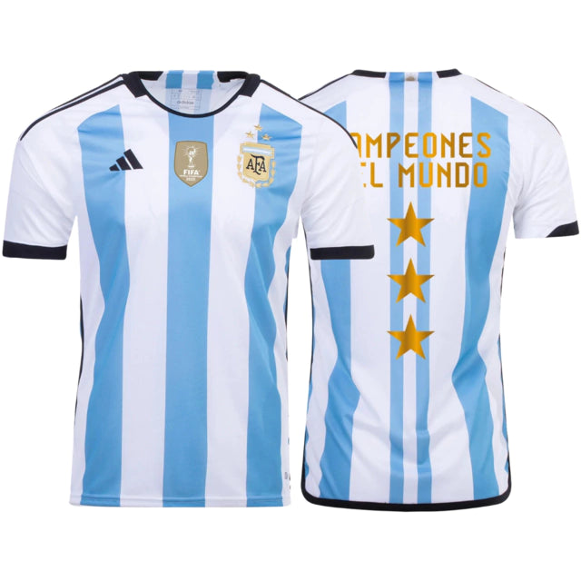 Camisa Seleção da Argentina Três Estrelas - Campeã 2022 Torcedor  - Azul e Branca