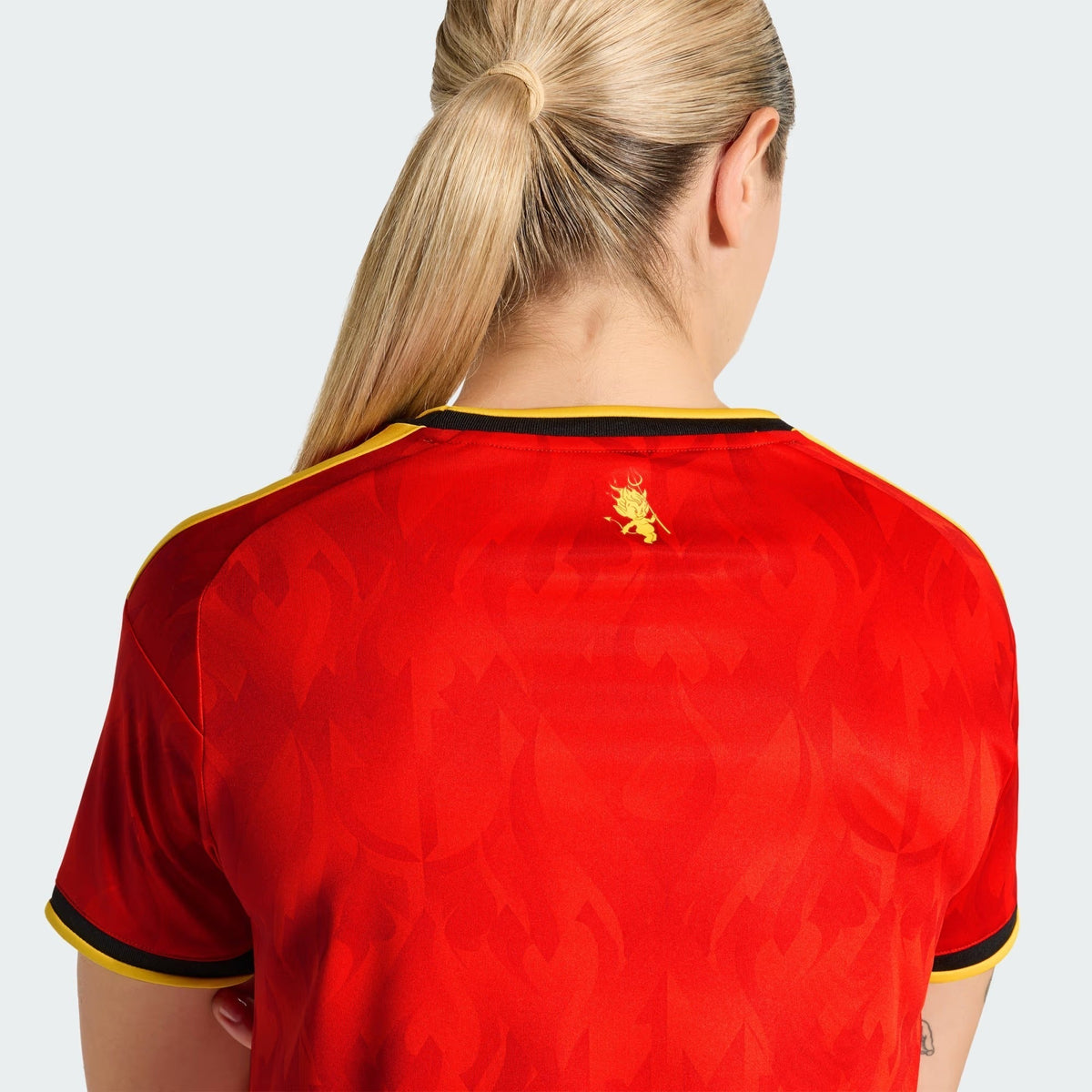 Camisa Feminina Bélgica 2026/27 I, detalhe da gola