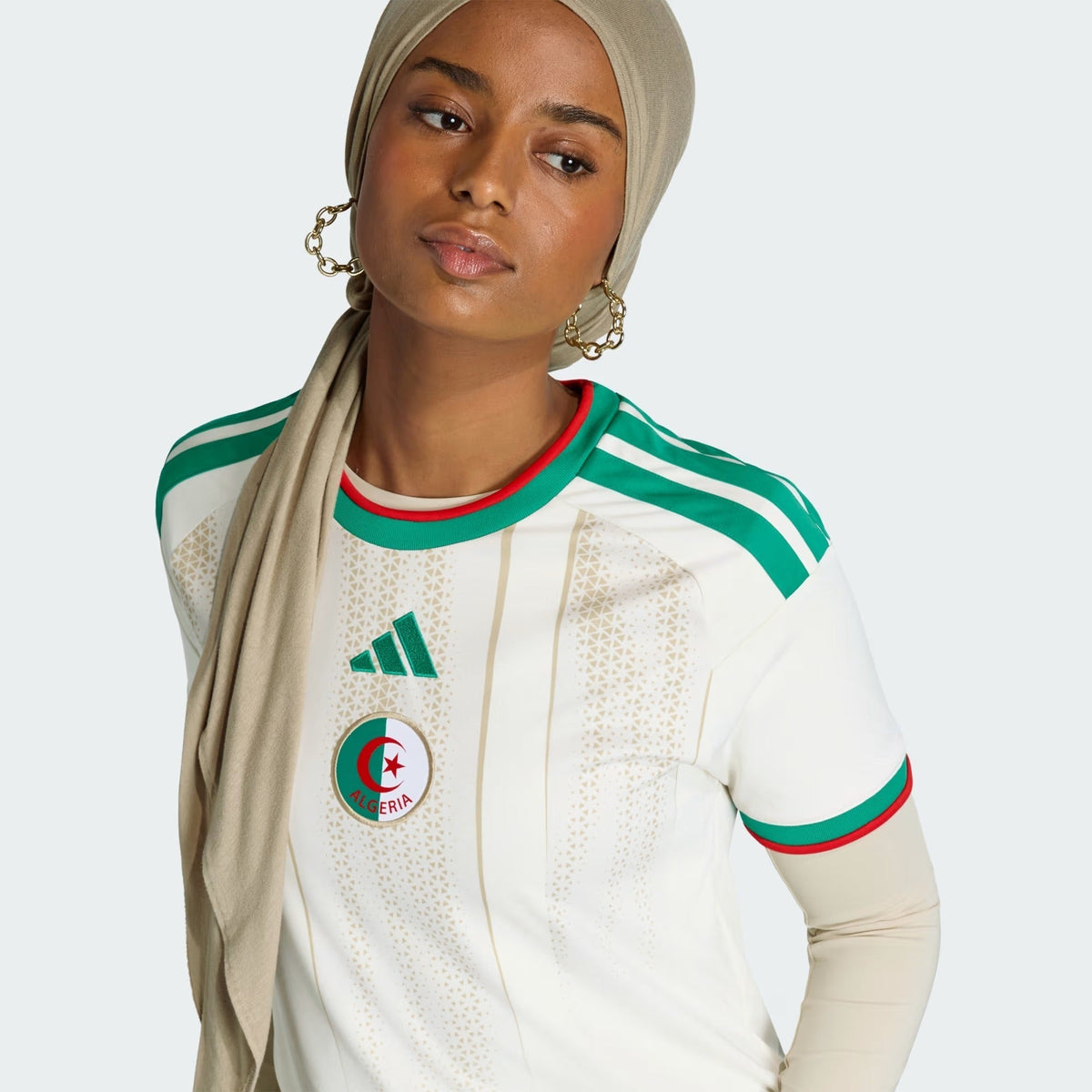 Camisa Feminina Argélia 2026/27 II, detalhe da manga