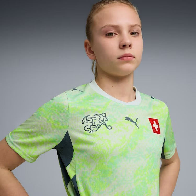 Camisa Infantil Suíça 2026/27 II, vista de frente