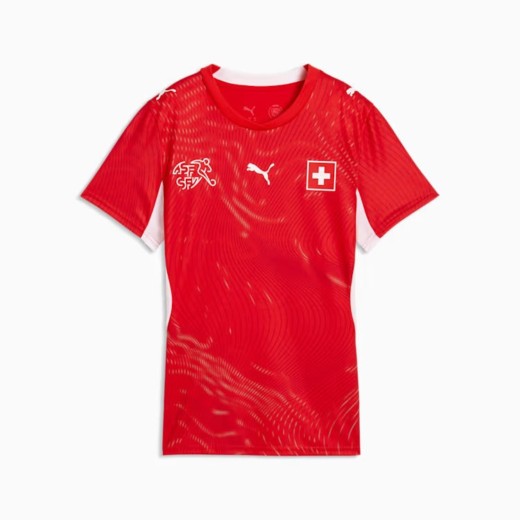 Camisa Feminina Suíça 2026/27 I, detalhe da gola
