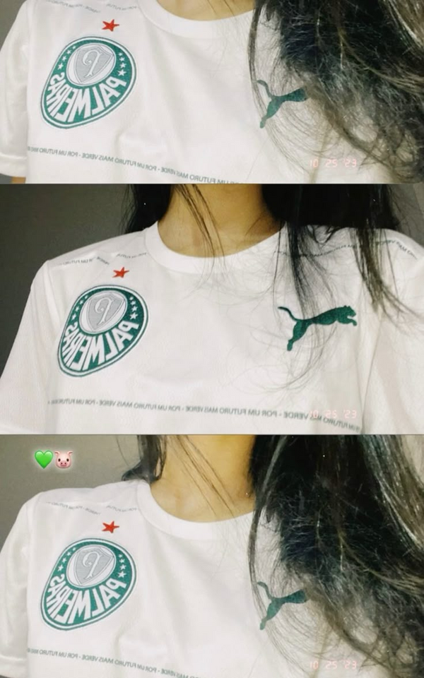 Camila Rodrigues com a camisa comprada na TSN Sports