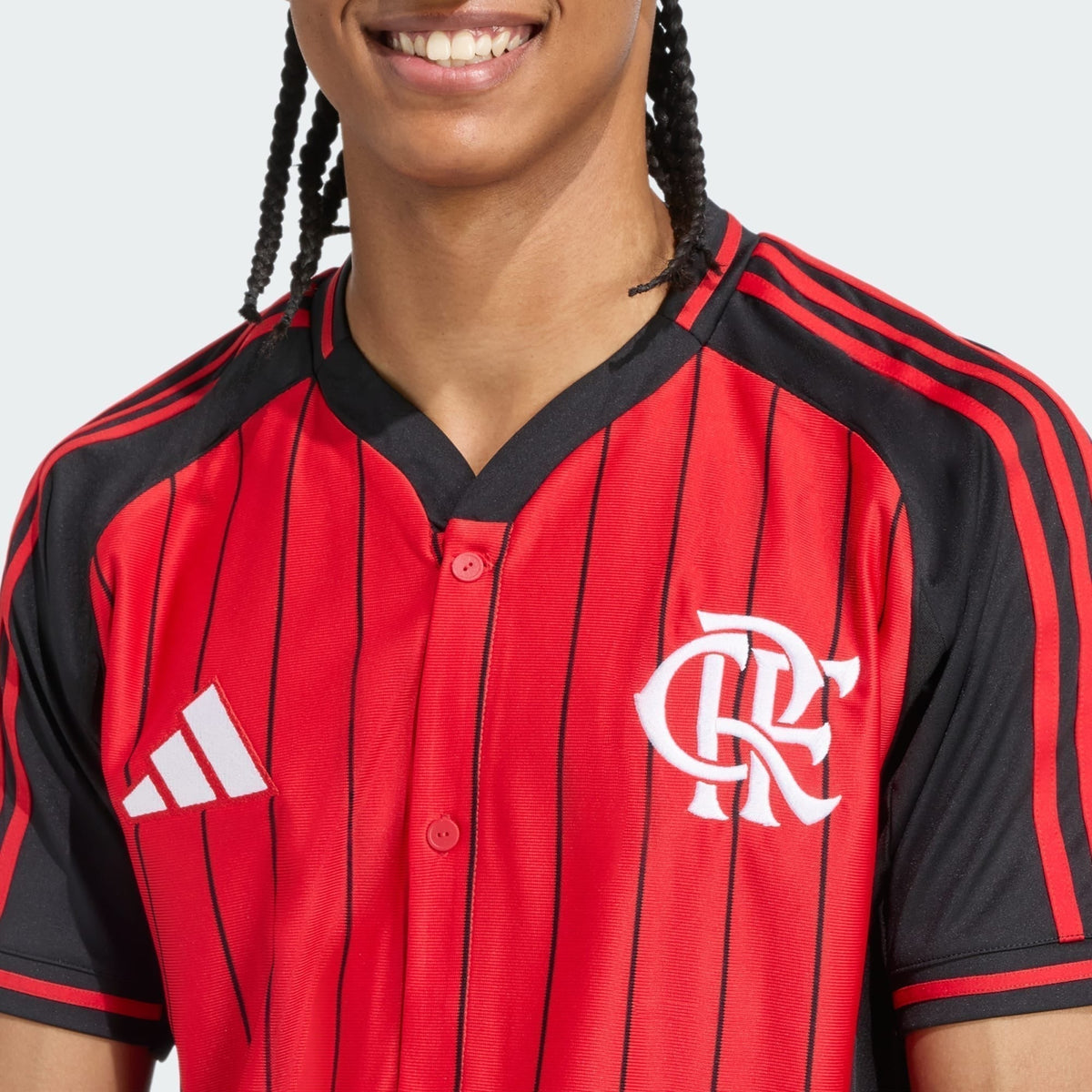 Camisa Adidas Flamengo 2025/26 US Pack, detalhe da gola