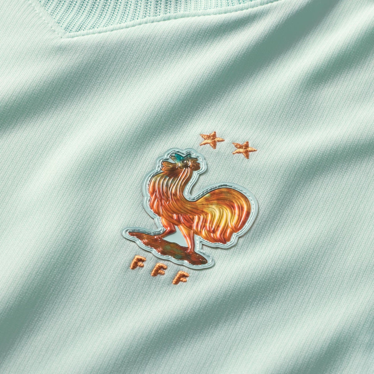 Conjunto Infantil França 2026/27 II Kit, detalhe da gola