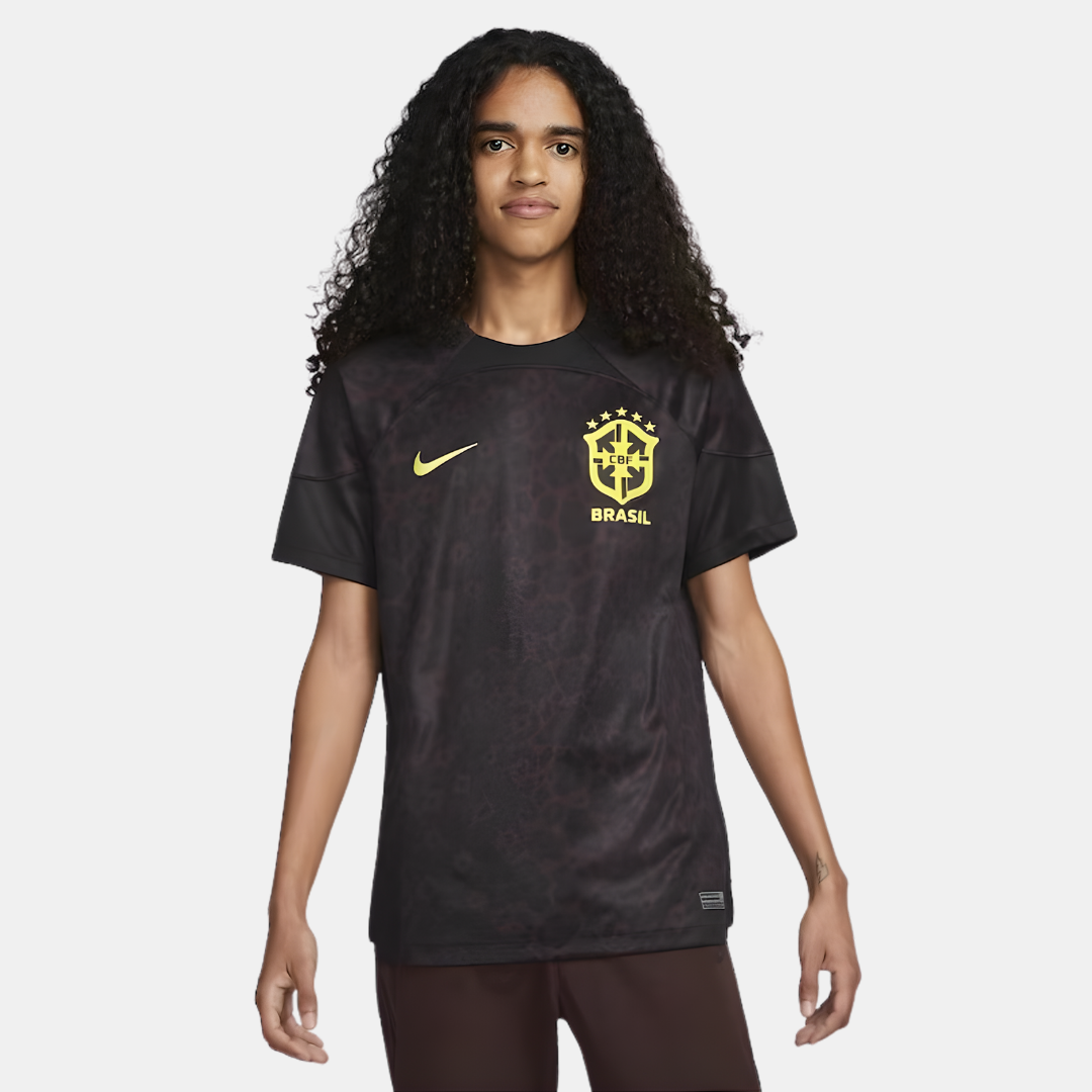 Camisa Goleiro Seleção Brasileira 22/23 Nike Torcedor Masculina - Preta com detalhes em amarelo na TSN Sports