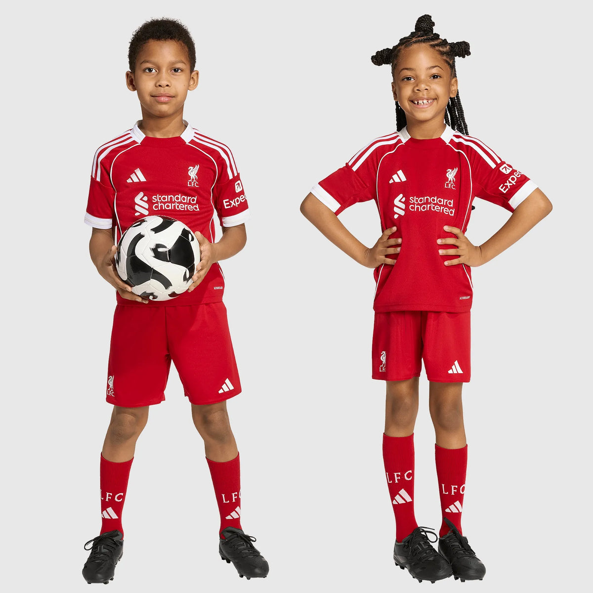 Conjunto Infantil adidas Liverpool 2025/26 I na TSN Sports