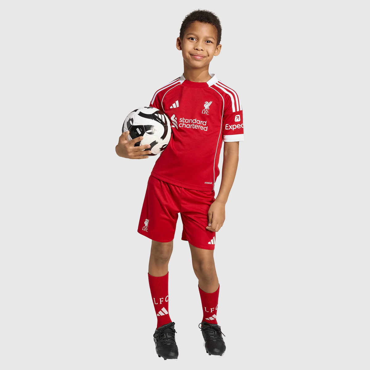 Conjunto Infantil adidas Liverpool 2025/26 I na TSN Sports