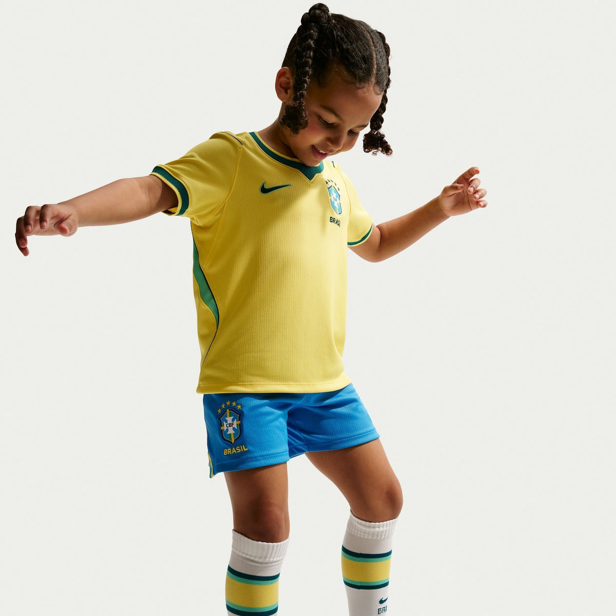 Conjunto Infantil Seleção Brasileira 2026/27 I, detalhe do tecido